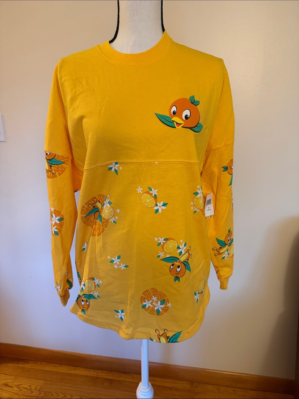 Disney Yellow Long-Sleeve Orange Bird & Citrus Print Top